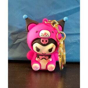 Kawaii Goth Bunny Keychain Pink & Black | Cute Chibi Anime Cat  Accessories